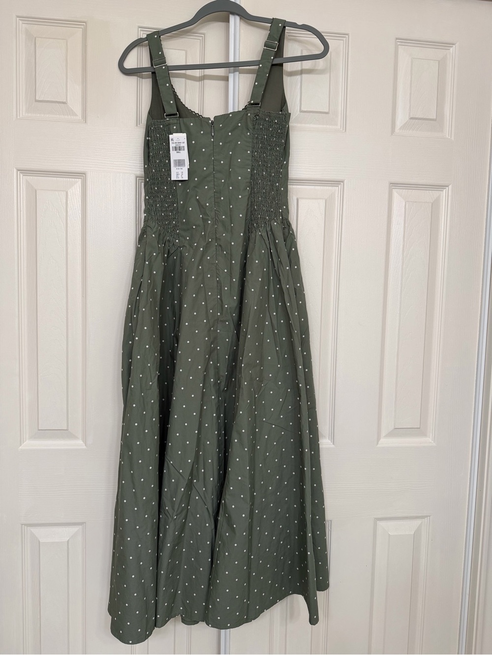 Abercrombie & Fitch Olive Green Polka Dot Midi Dress - Picture 7 of 7